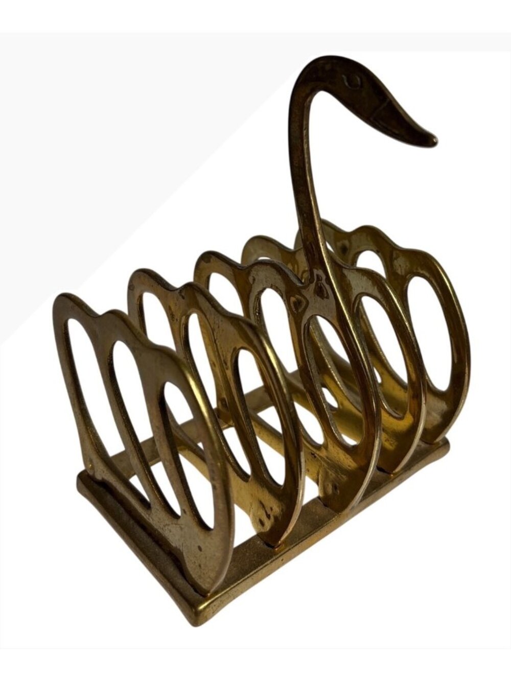 Vintage Brass Swan Shaped Letter Holder Or Toast Rack Six Slots